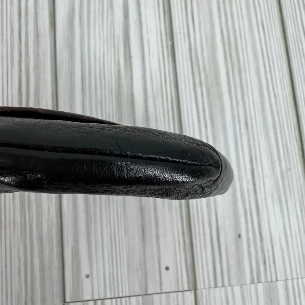 VTG Brighton zip coin change purse black brown croc embossed pebbled leather